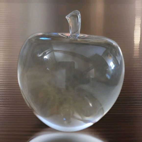Unbranded Other - APPLE Ultra Clear Glass PAPERWEIGHT Smooth Pontil Heavyweight Gift